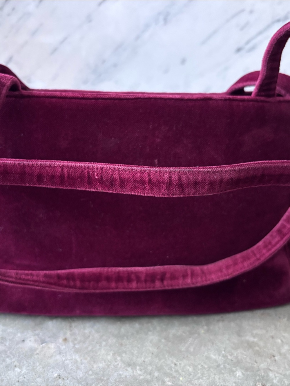 Vintage Kate Spade Velvet Satchel Shoulder Tote in Burgundy - Picture 5 of 7